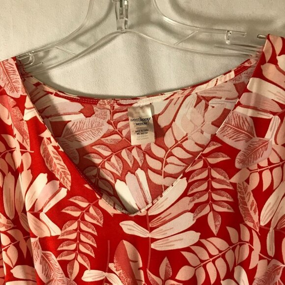 West Loop Dress Gathered Elastic Waist Raglan Sleeve FOrange Floral Size Medium - Picture 4 of 13